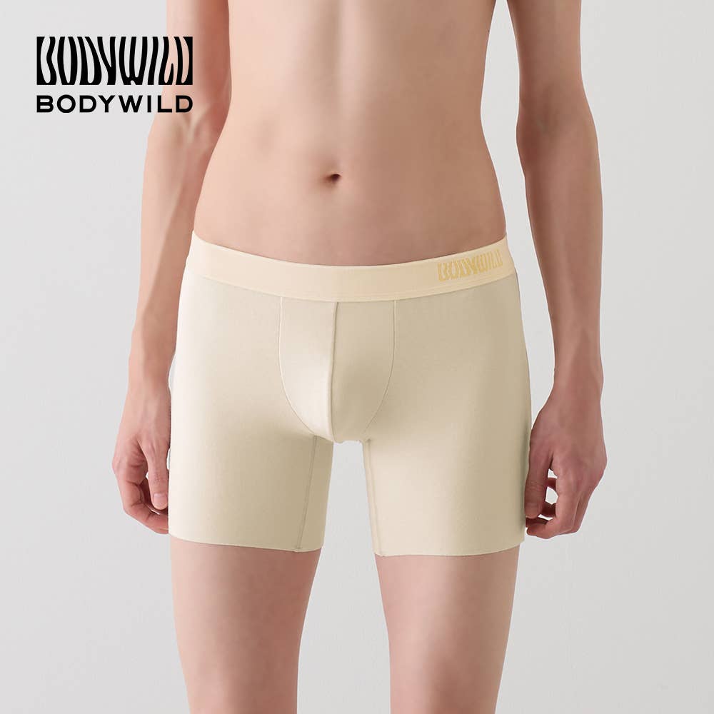 [Untrimmed hem] Semi-long boxer shorts (front closure) [SALE]